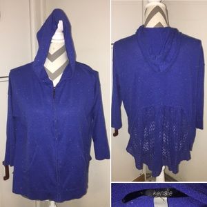 KENSIE | sparkly front zip hoodie